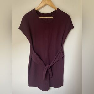 Athleta Embrace Tie Waist Sweatshirt Dress - Plum - size small